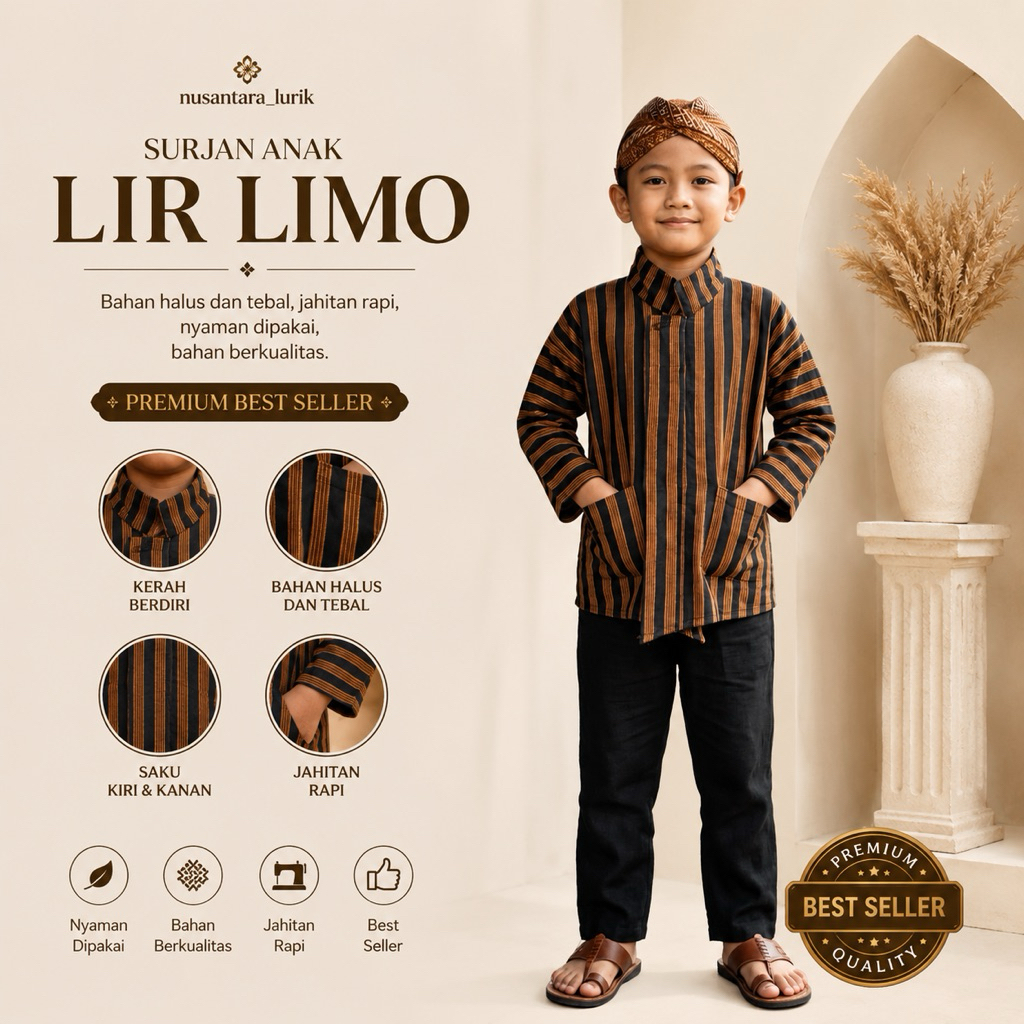 Surjan Anak Lir Limo || Surjan Premium || Berkualitas || Bahan Adem