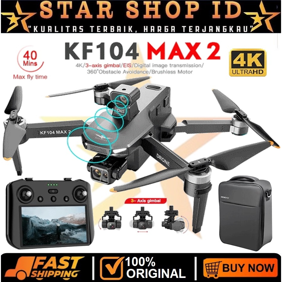 KF104 Max 2 6KM Drone GPS 3-Axis Gimbal 4K Camera With Screen Display Remote VS Drone KF100 MAX / SJ