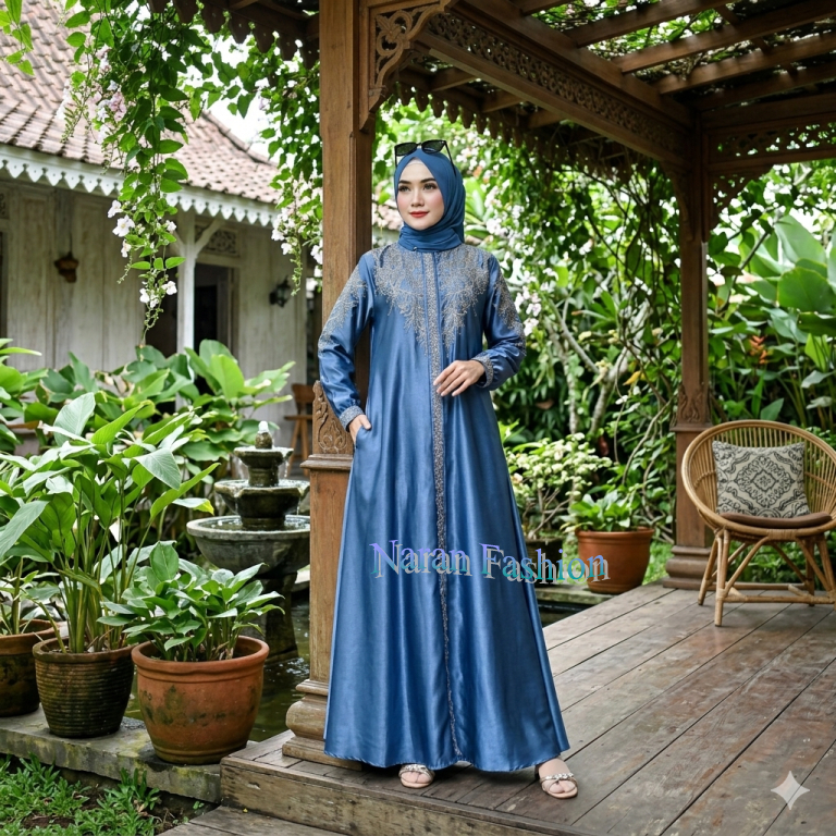 GK1 Gamis Kristal Original Bordir /Gamis Wanita Muslimah /Gamis Bordir /Semi Sutra /Gamis Bordir Cri