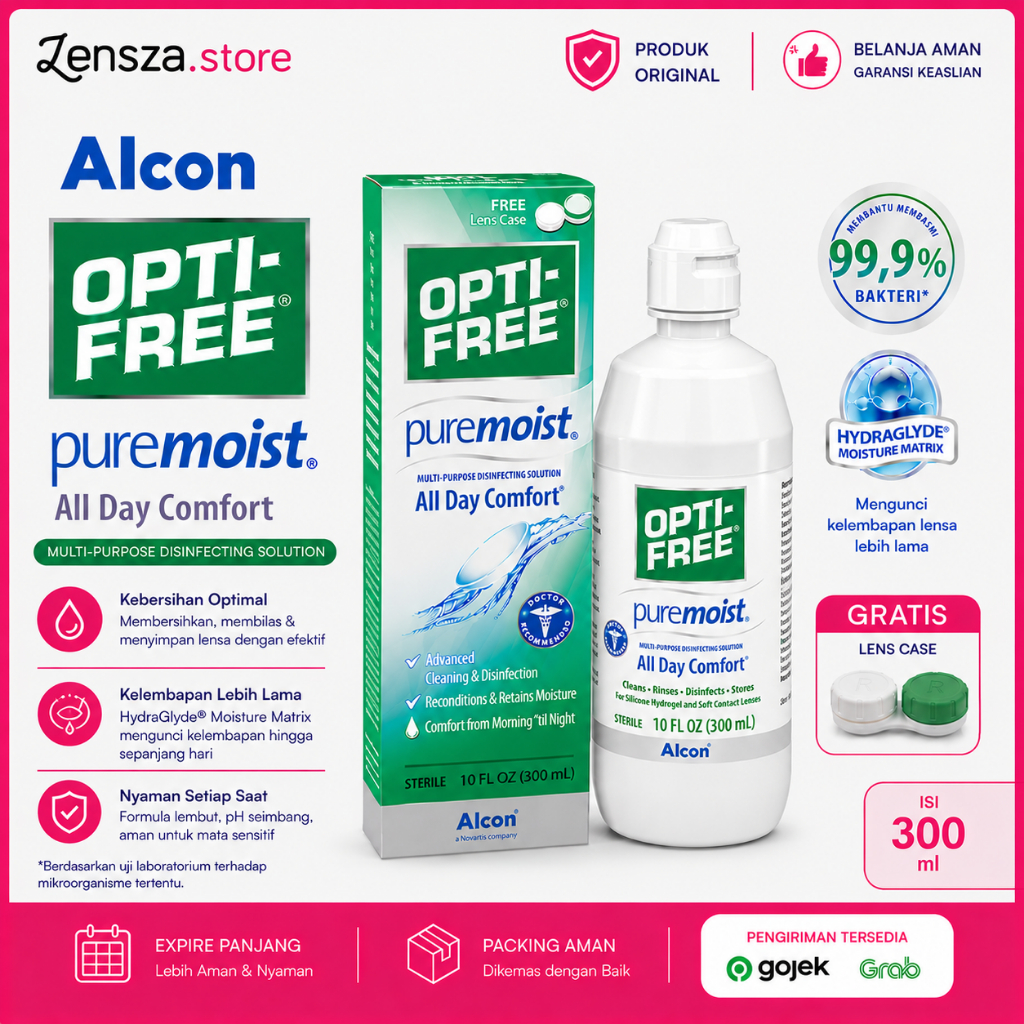 Lensza | Opti Free Puremoist Solution Original | Cairan Pembersih Lensa Kontak Pure Moist by Alcon 3