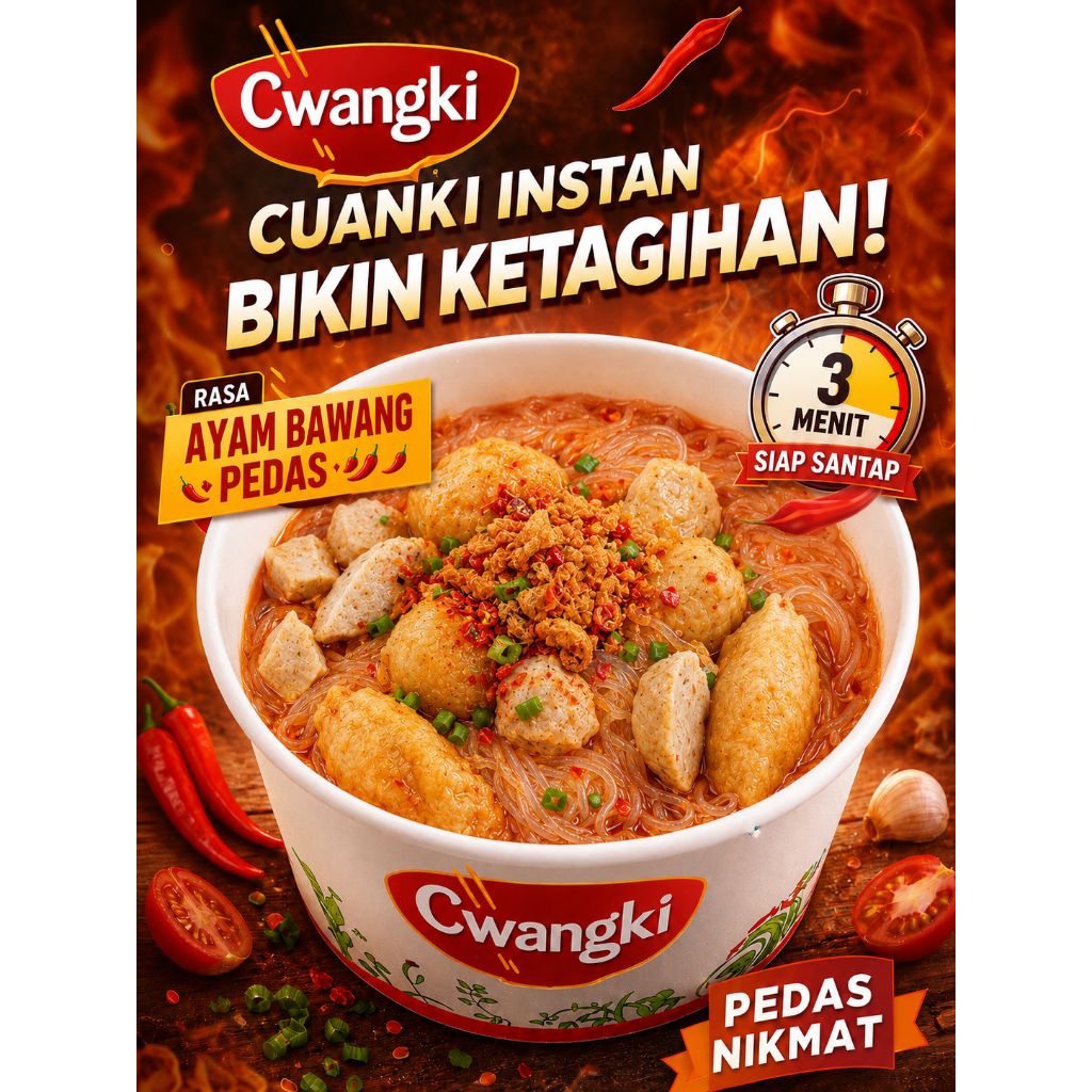 Cwangki Cuanki Instan Cup Khas Bandung Rasa Ayam Pedas 650 ml