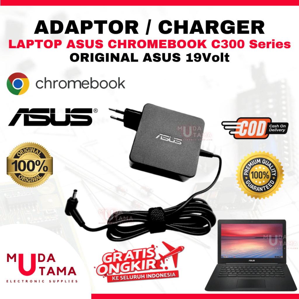 Adaptor Charger Laptop ASUS Chromebook C300 Series C300MA C300SA - Adaptor Laptop ASUS Chromebook C3