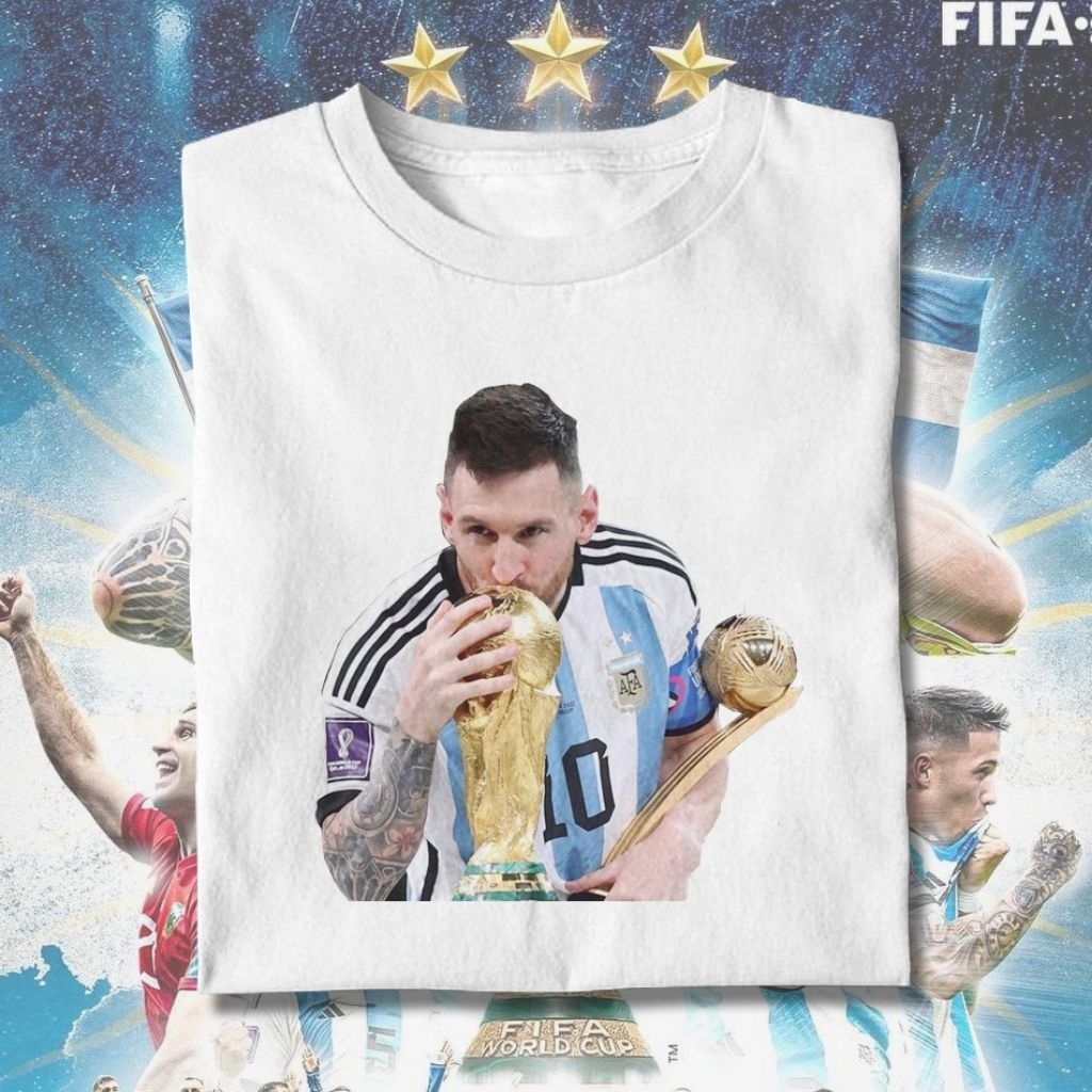 Kaos Baju Messi Argentina Champions piala dunia/Kaos Goat Messi/Baju Lionel messi wolrd cup 2022#Kao