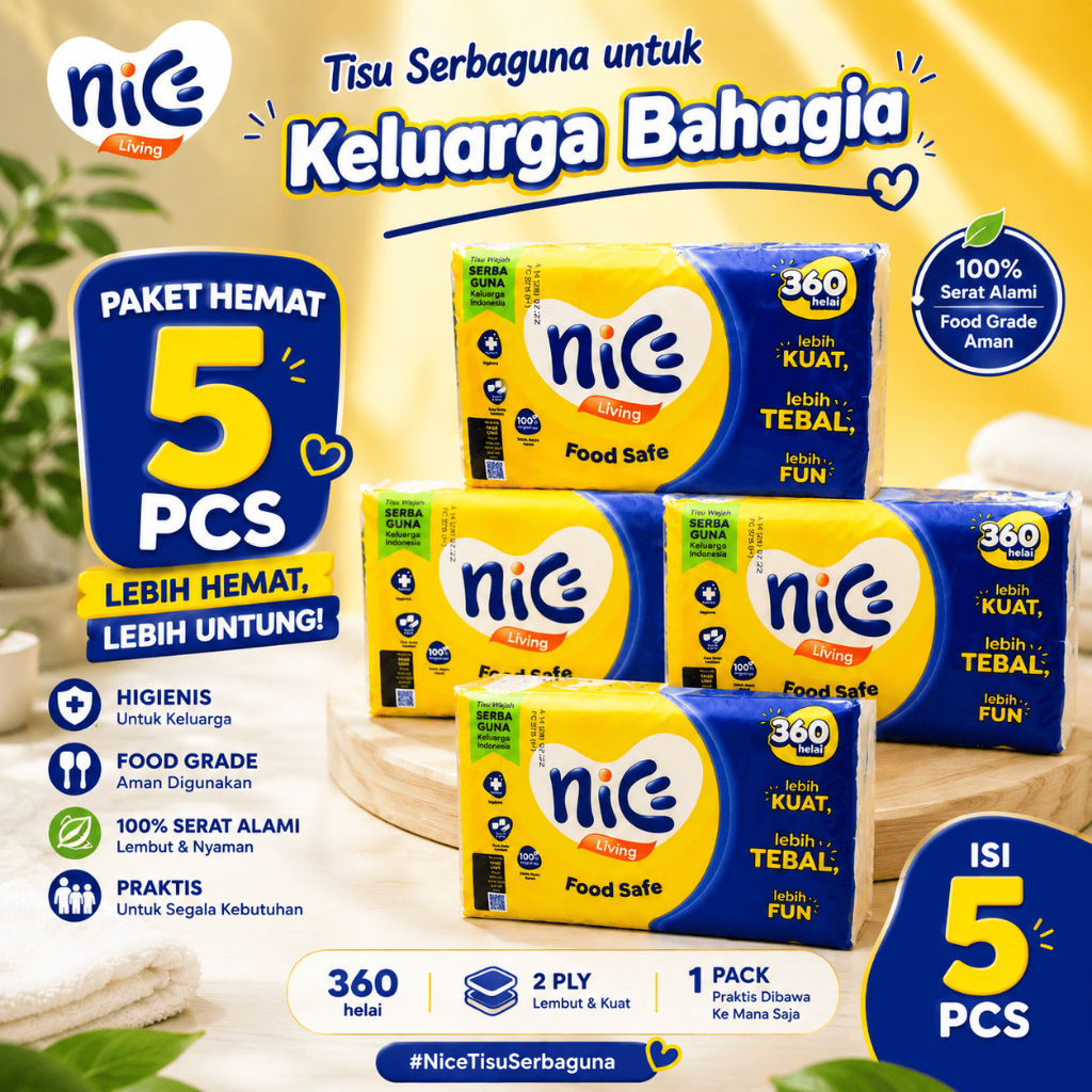 PROMO BESAR 5 PCS TISU NICE 360 HELAI