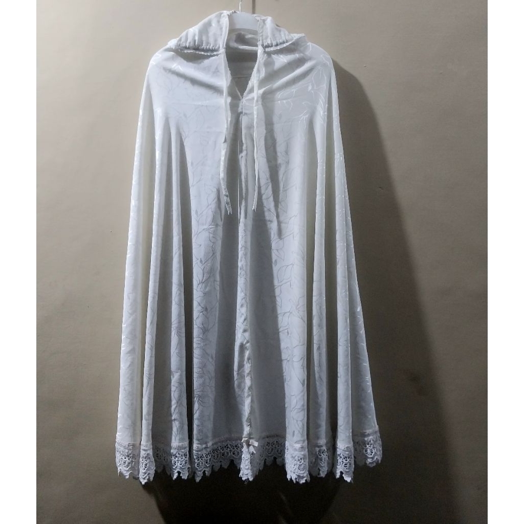 mukena dewasa putih gading motif floral preloved
