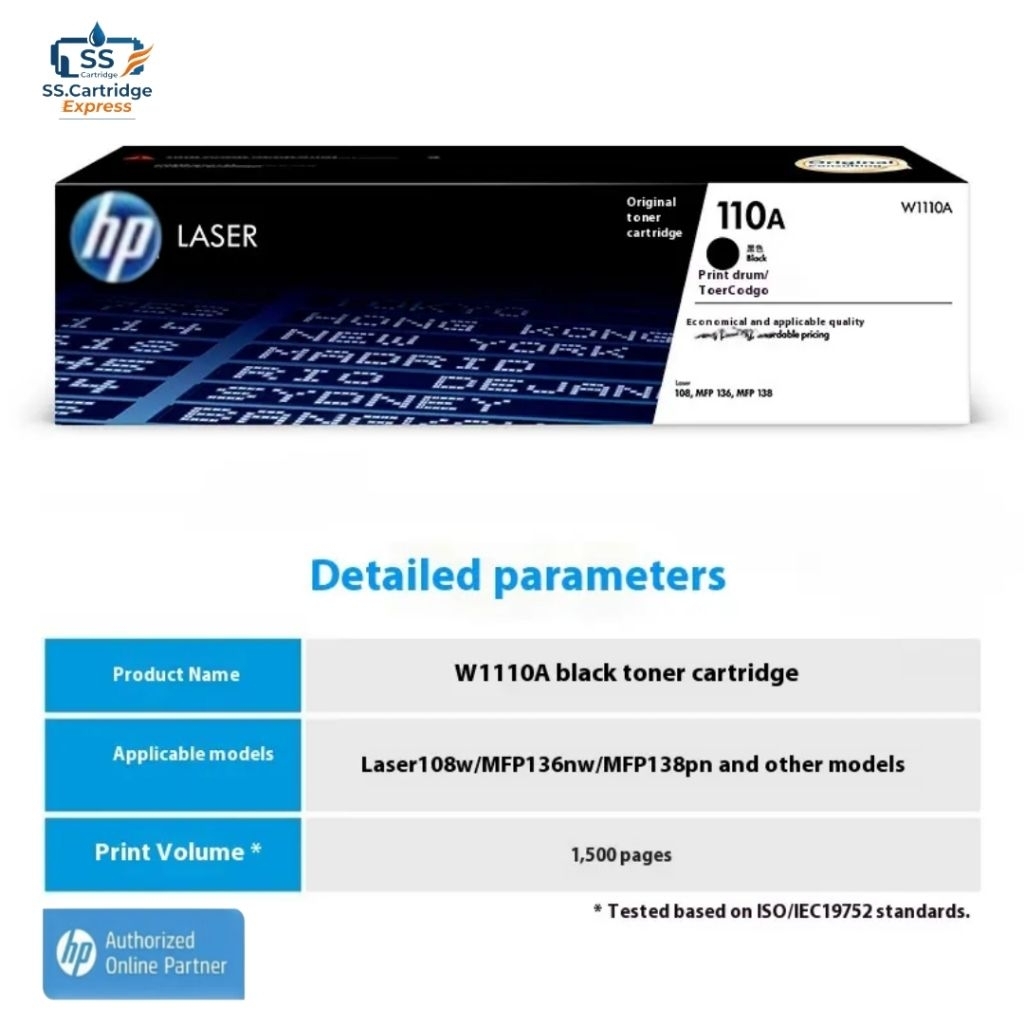 Toner HP 110A ORIGINAL W1112A Cartridge Printer HITAM