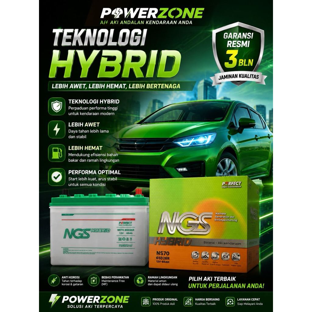 Aki NGS Hybrid 65D26R / NS70 R 65 ah