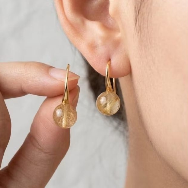 Promo Anting Batu Rambut Sedana dan Giok Lapis Emas Awet