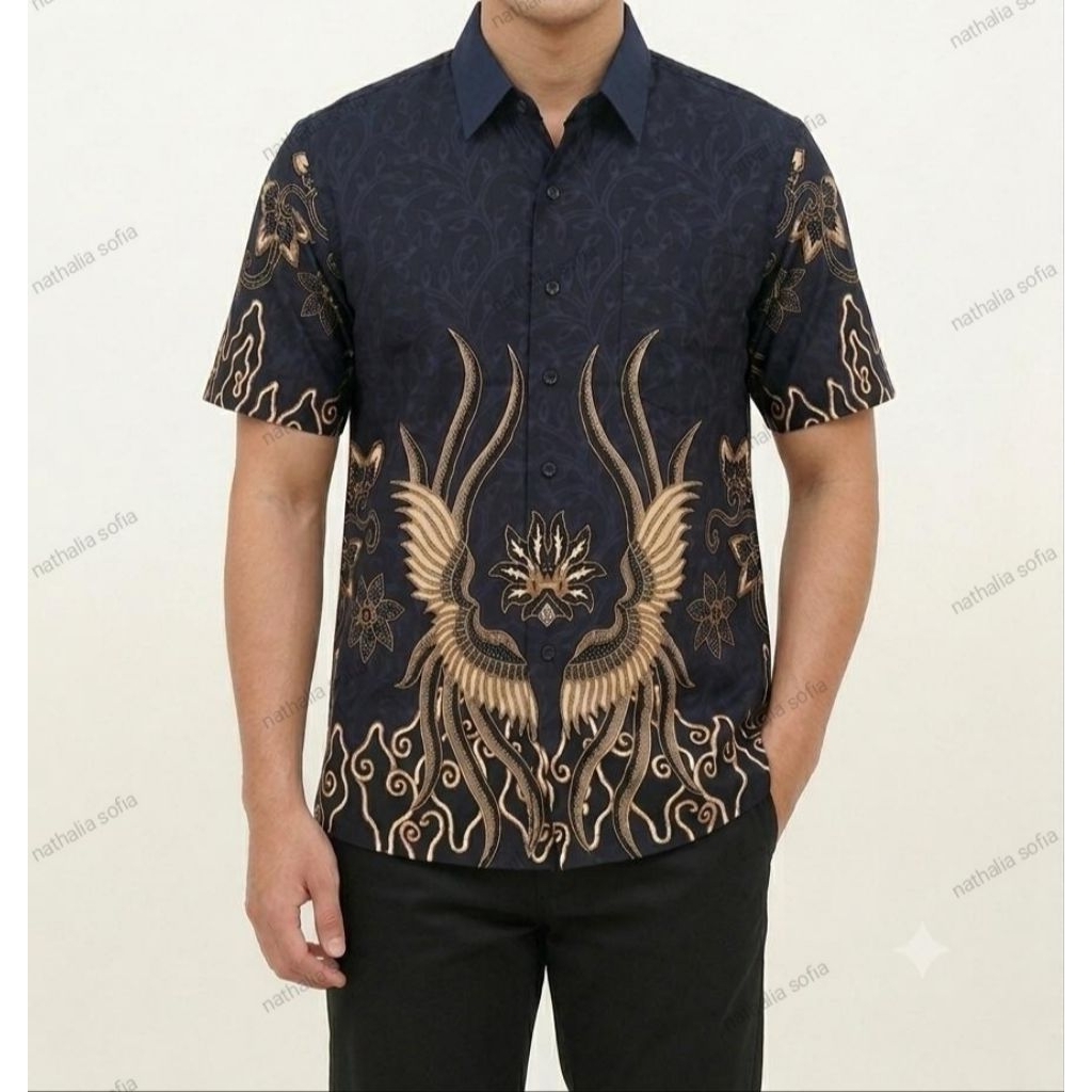 FIRENZE size M-XL KEMEJA PENDEK BATIK PRIA / KEMEJA BATIK COWOK / KEMEJA BATIK INDONESIA / KEMEJA BA