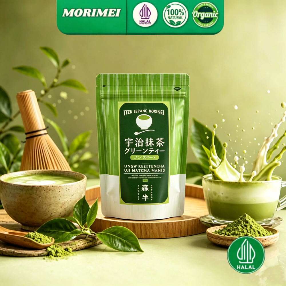 MORIMEI Bubuk Matcha Murni 100% untuk Matcha Latte, 100 gram, bermanfaat untuk diet, anti-inflamasi,