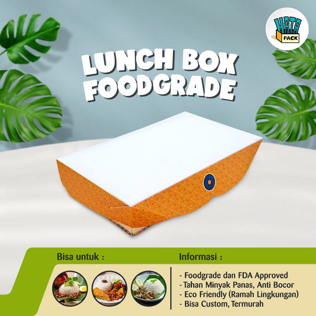 Kotak Makan Kertas / Lunch Box / Tab Plus Ukuran 18 x 10 Cm / Paper Lunch Box Surabaya