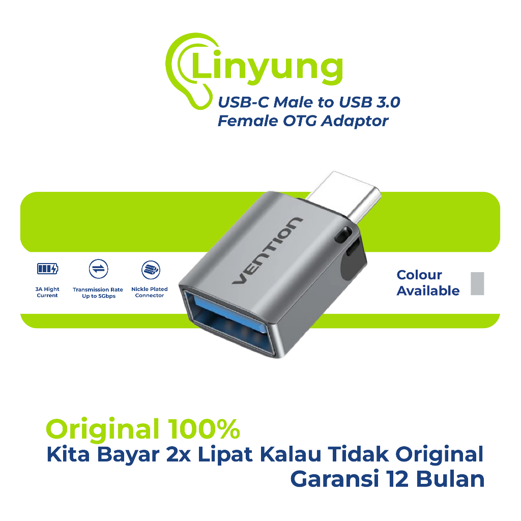 Converter Colokan OTG Vention Type C to USB Sambungan Flashdisk HP Banda Aceh