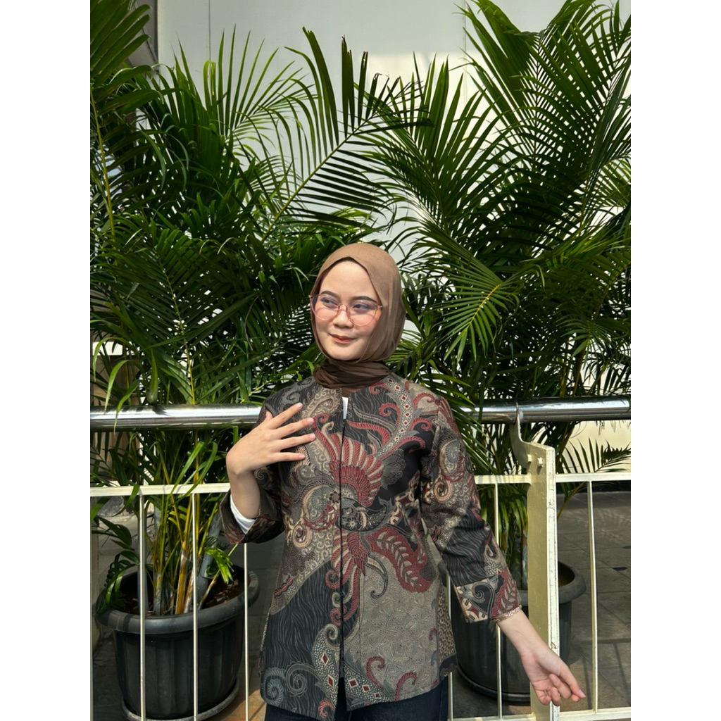 Atasan Blouse Batik Motif PANGERAN Berlapis Furing Trikot R22