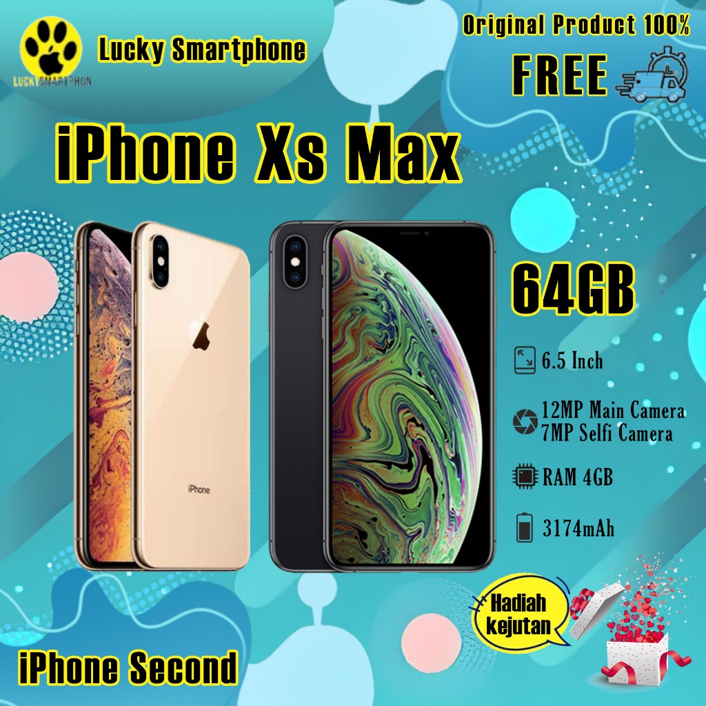 iPhone Xs Max 64GB Second Bekas Original100% Fullset Silent AllSim Mulus Normal Hp 3utools All Green