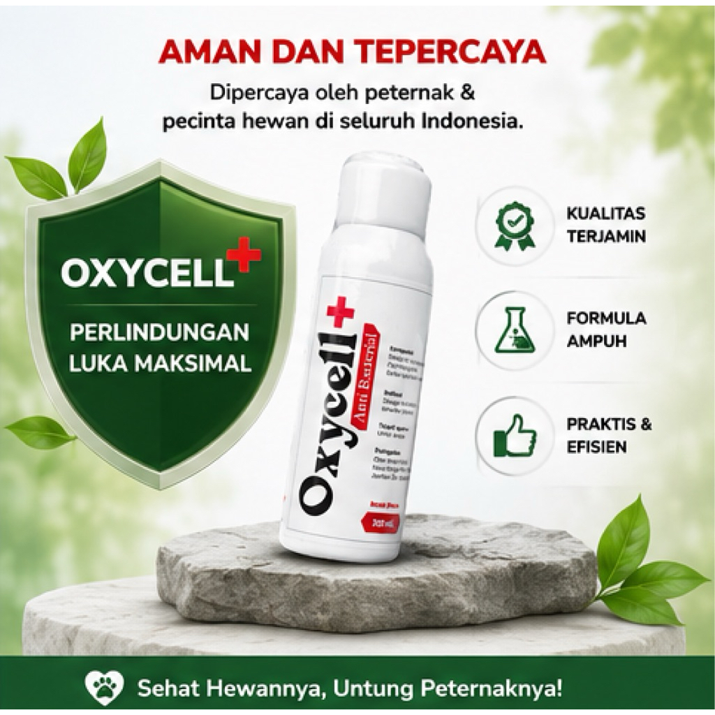 OXYCELL Plus | obat luka ternak | Anastesi + Antibiotik semprot