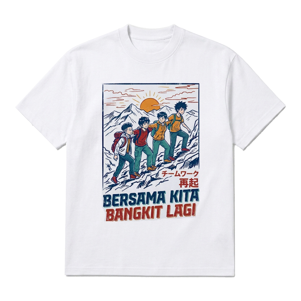 Saubhagya Kaos Anime Vintage 90s Bootleg Kerjasama Tim Regular Fit Putih