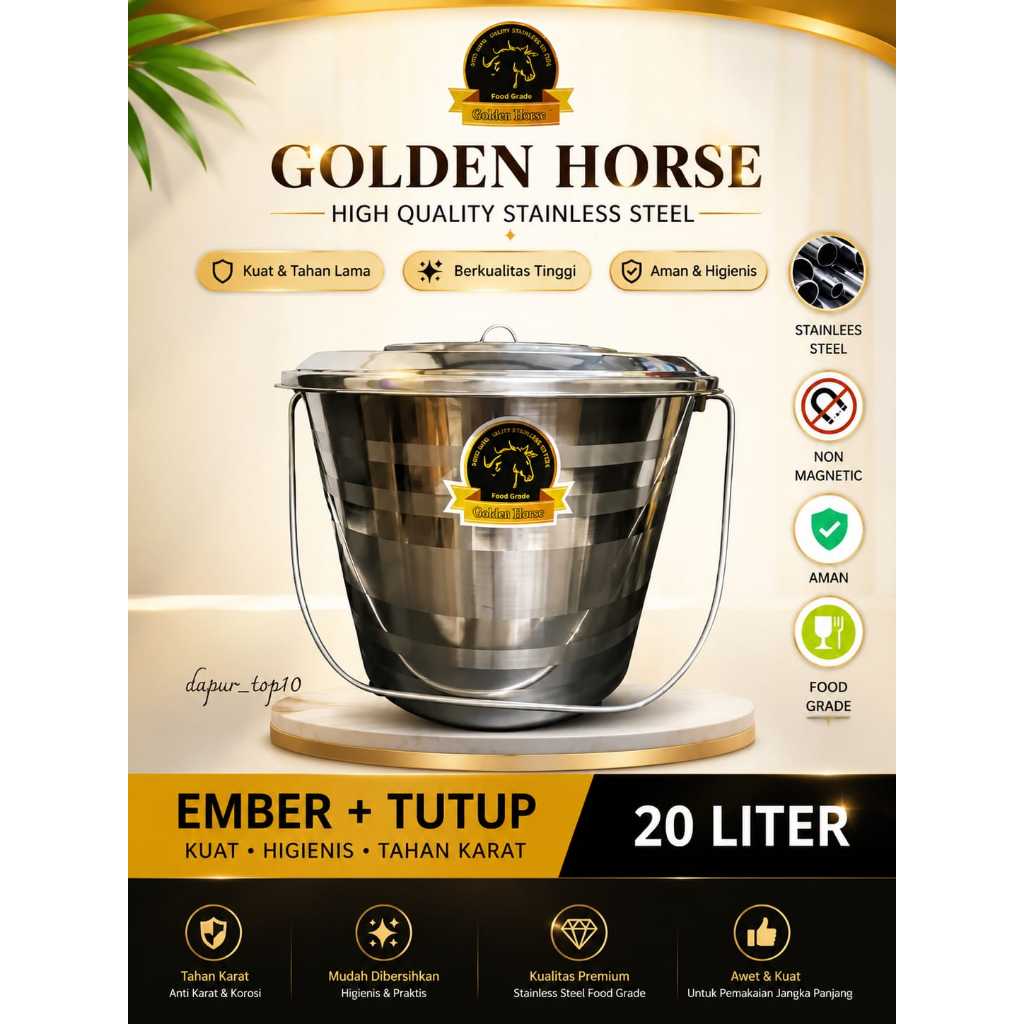 ember + tutup stainless golden horse 20 Liter