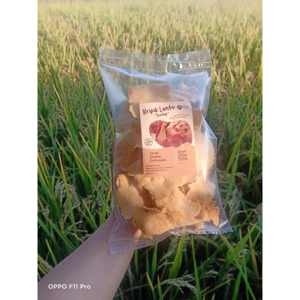 Keripik Lento ( Thoring ) Khas Ponorogo Renyah dan Gurih 1kg - Original pedas daun jeruk , Extra Ped