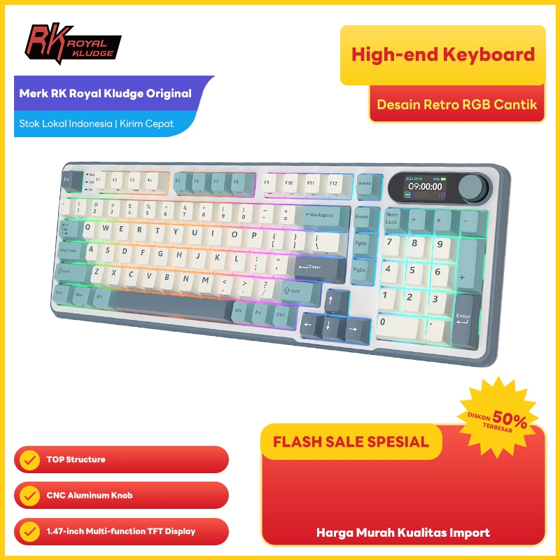 Royal Kludge RK S98 White Blue Light Could 98 Key Gaming Keyboard