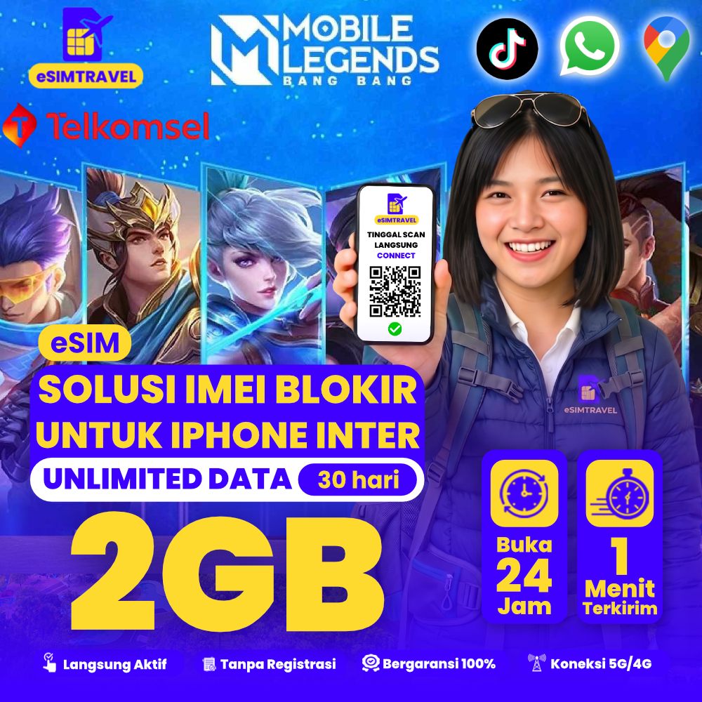 eSIM Roaming Telkomsel Indonesia Unlimited Data | eSIM Untuk Iphone Inter | Solusi IMEI Terblokir