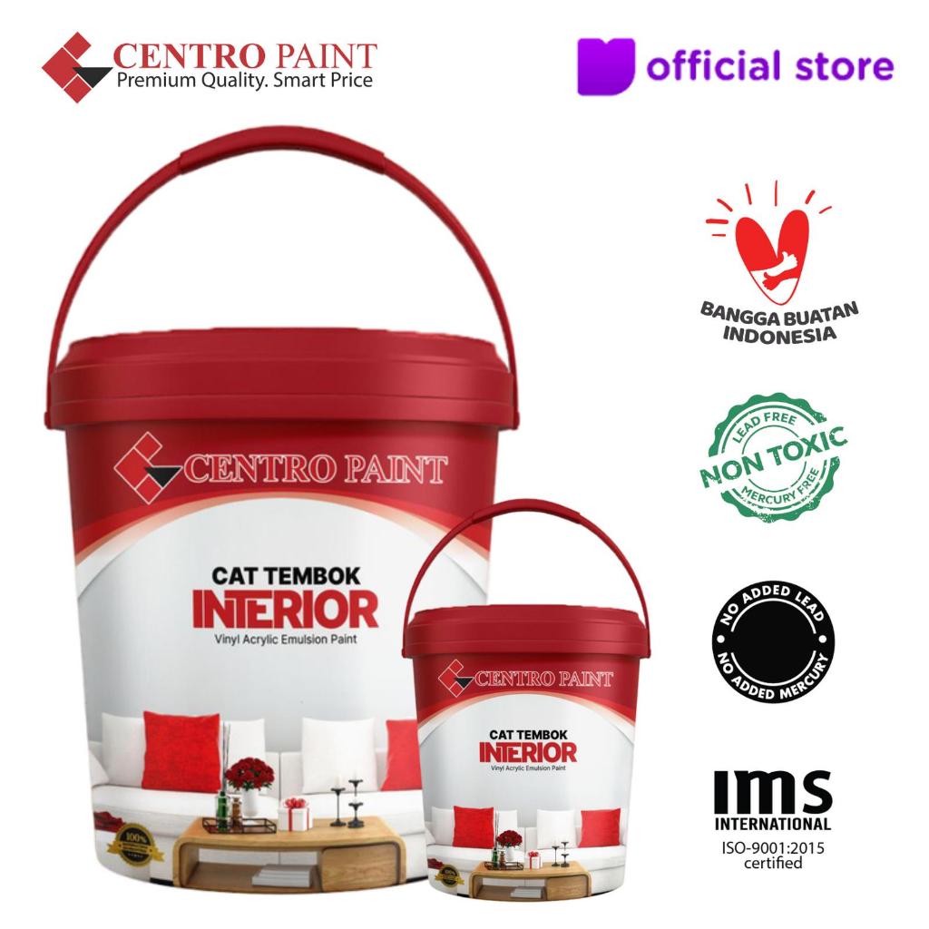 Centro Paint Interior 5Kg - Abu Lumut | Cat tembok, cat gypsum, cat plafon, cat interior warna Abu L