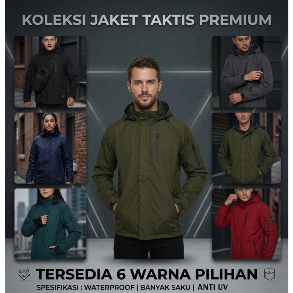 Jaket Gunung Outdoor Pria Premium Waterproof / Jaket Motor Touring Mountaineer Anti Air