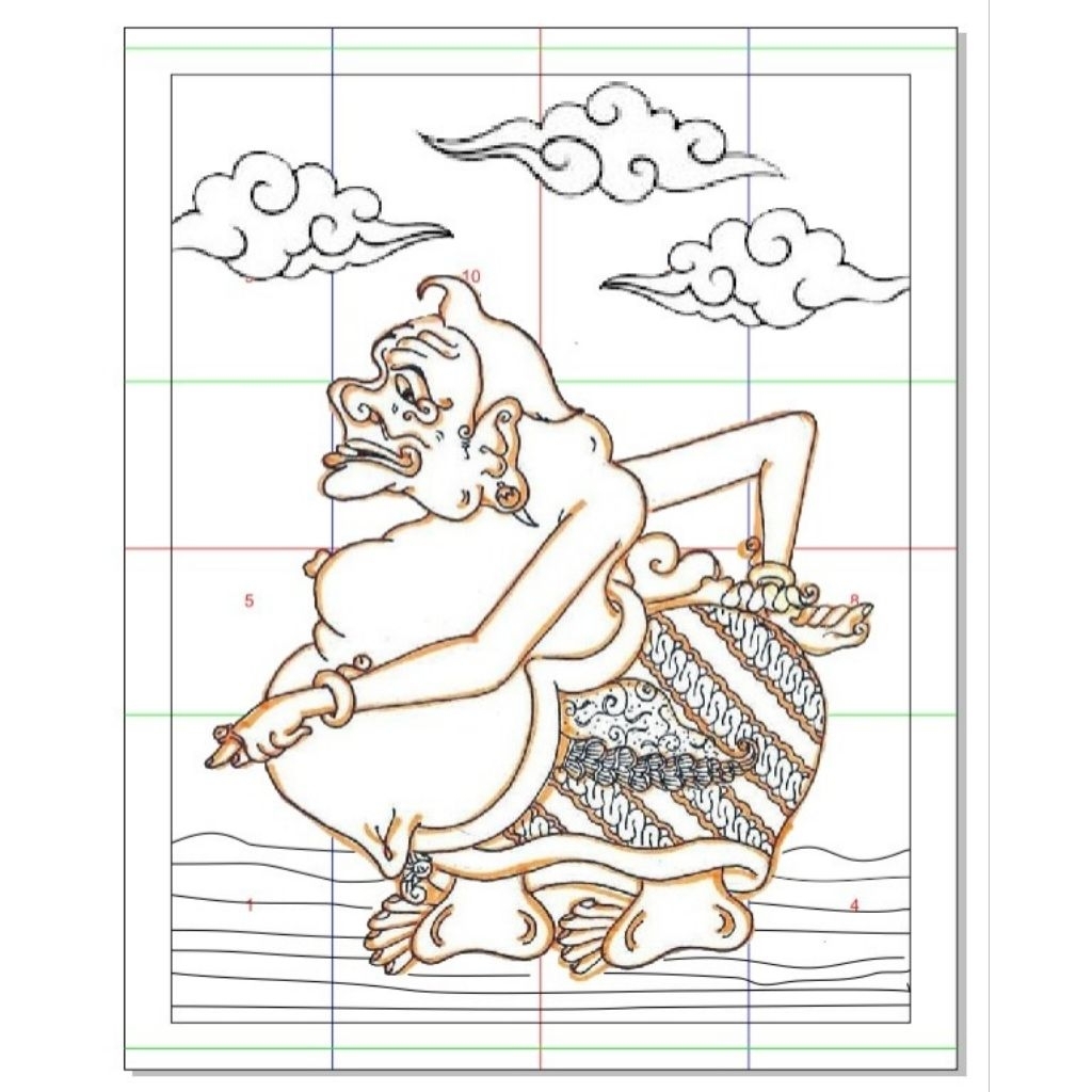 relief batu alam design wayang semar