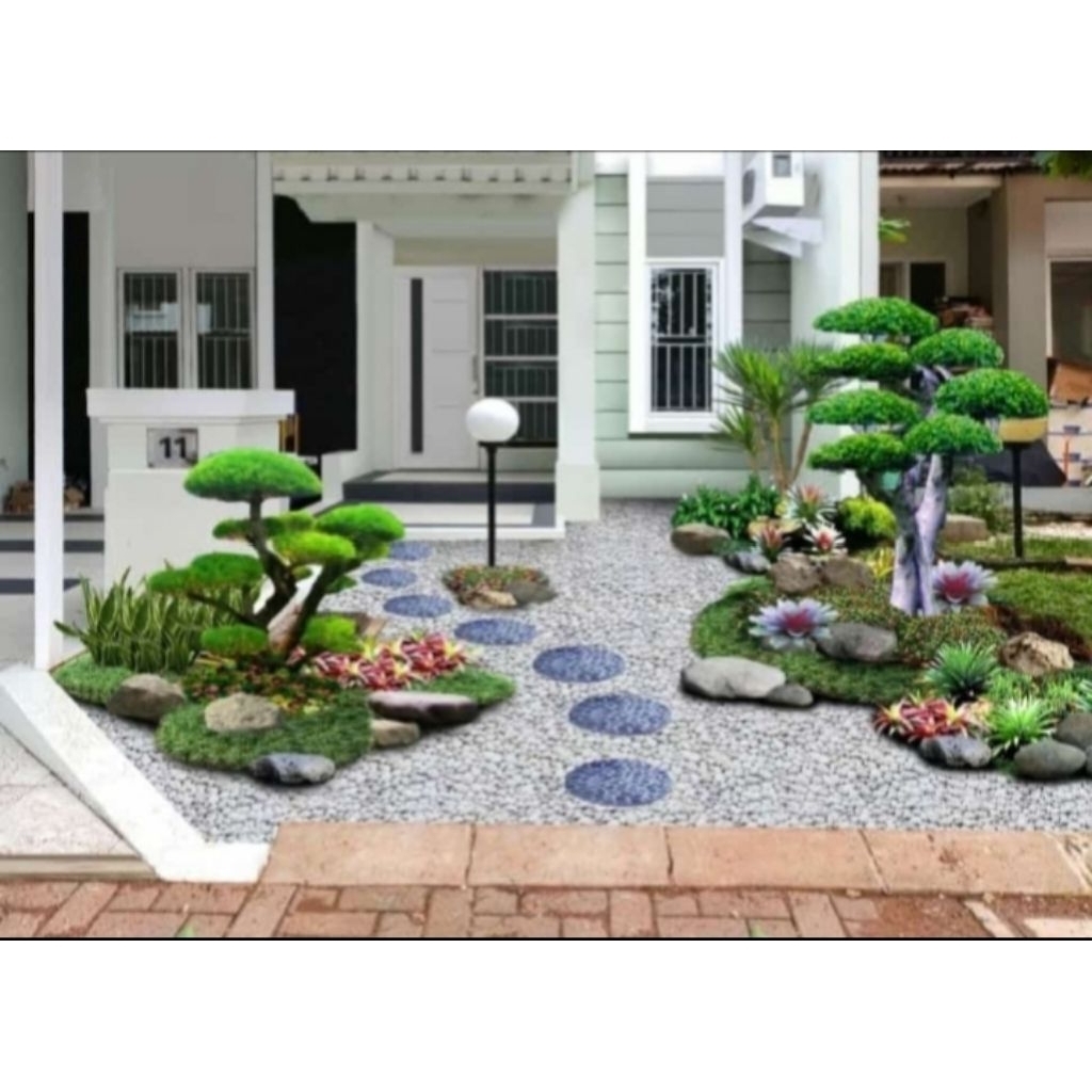 taman minimalis batu koral