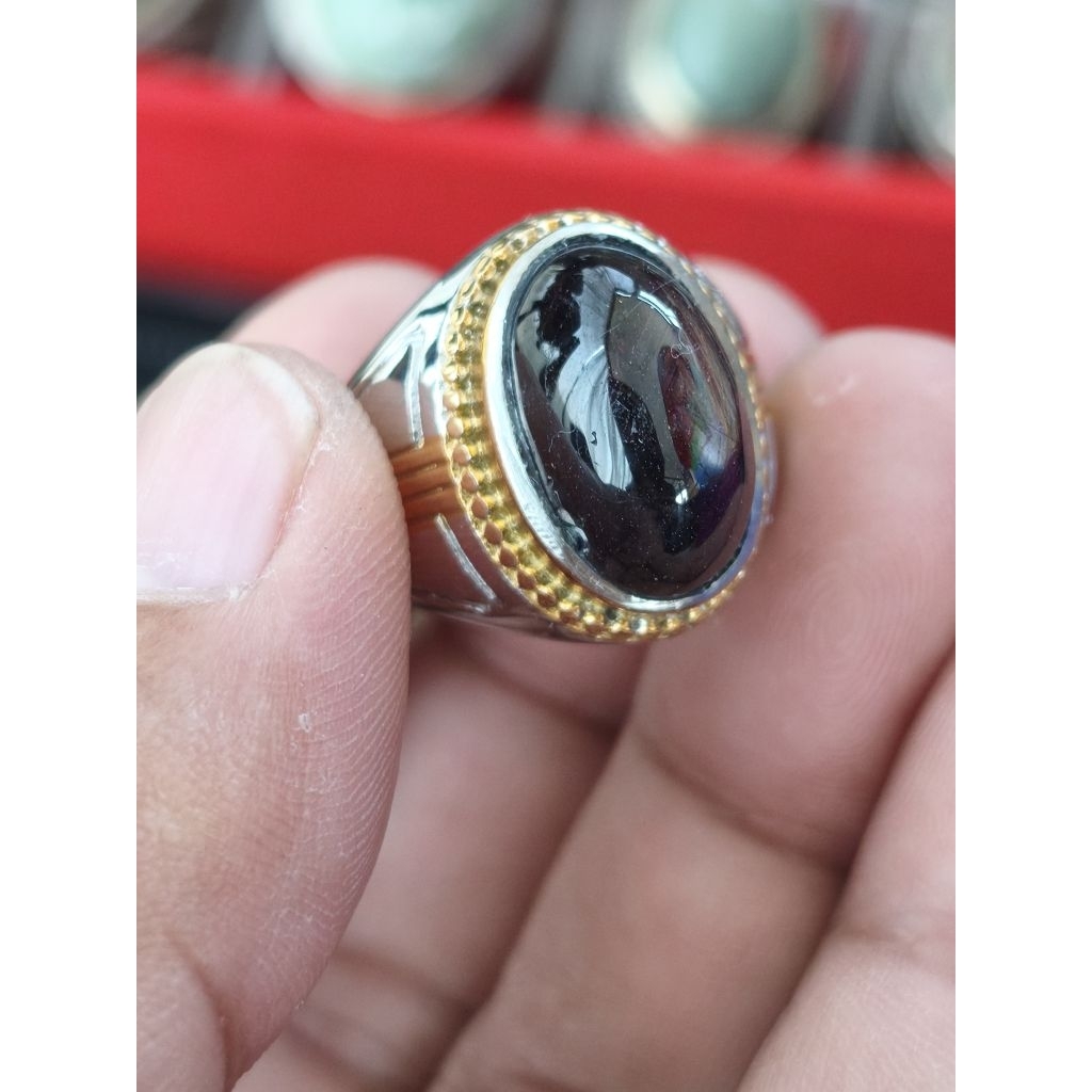 batu cincin Ruby ster mumbul ring titanium
