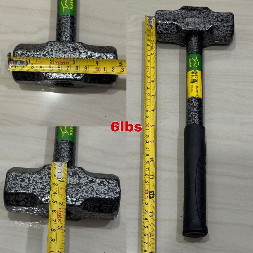 6LBS gg pipa BESI martil segi palu godam 6 lbs petak gagang BESI balut karet HITAM IRON handel handl