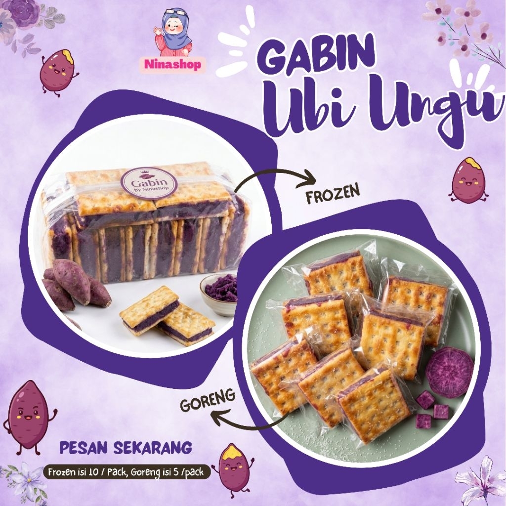 ( FROZEN / GORENG ) Kue Gabin Ubi Ungu / Gabin Ubi Lembut Garing / Cemilan Snack Sehat / Cocok untuk