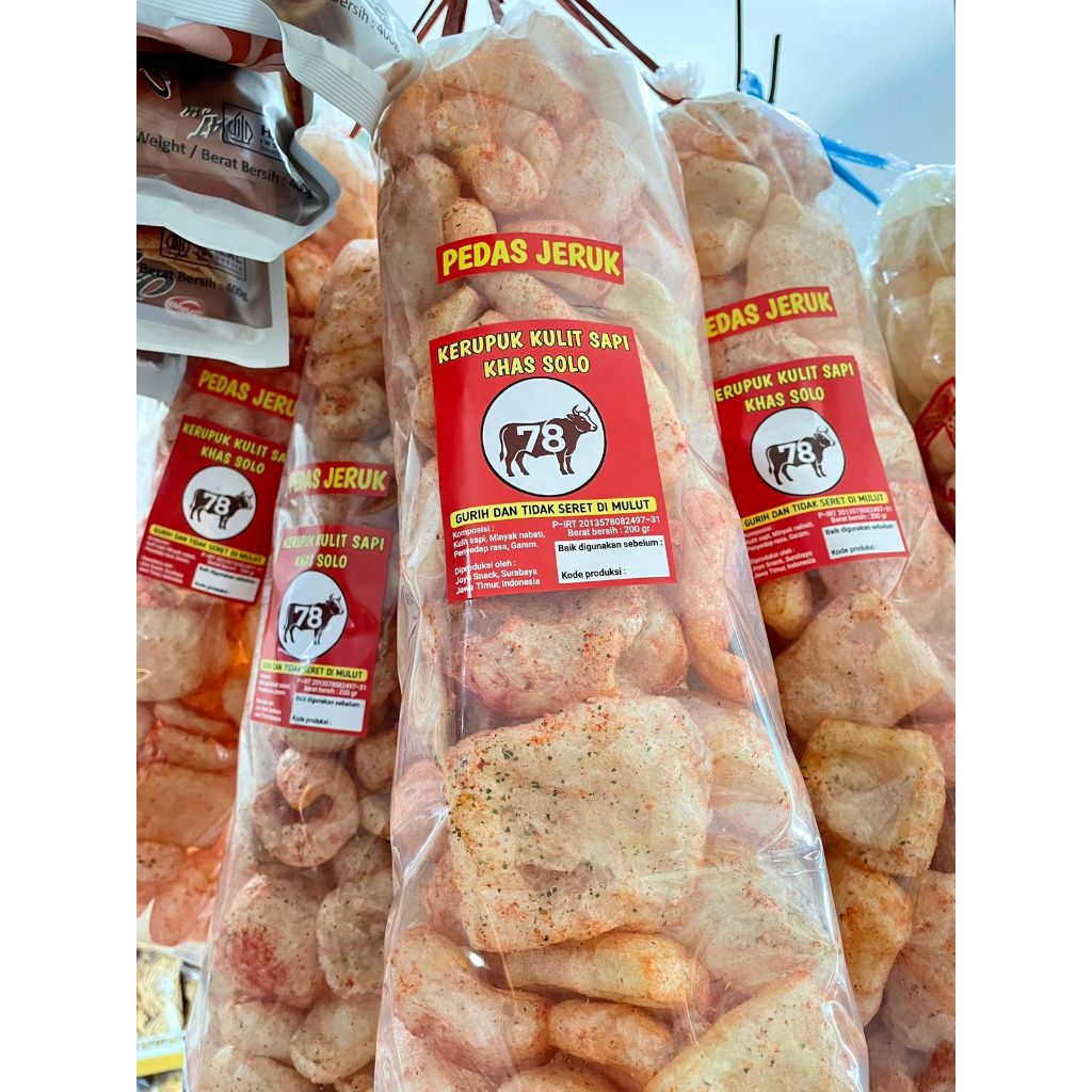 rambak kotak pedas jeruk cap 78 - kerupuk kulit sapi khas solo - krupuk rambak - kerupuk kulit sapi
