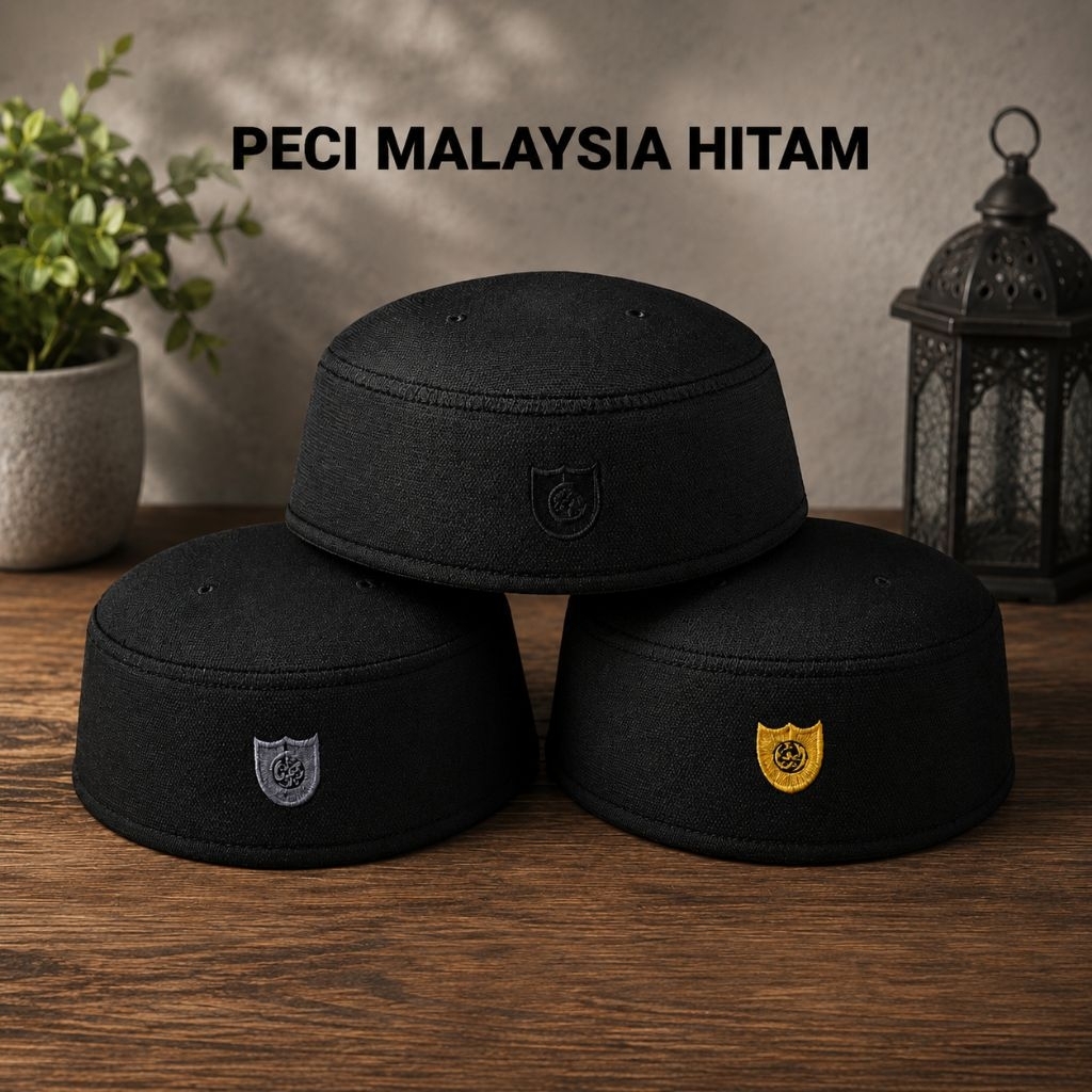 Peci Kopyah Malaysia Hitam ( Kopyah Malaysia / Kopyah Hadroh ) Kopiah Santri