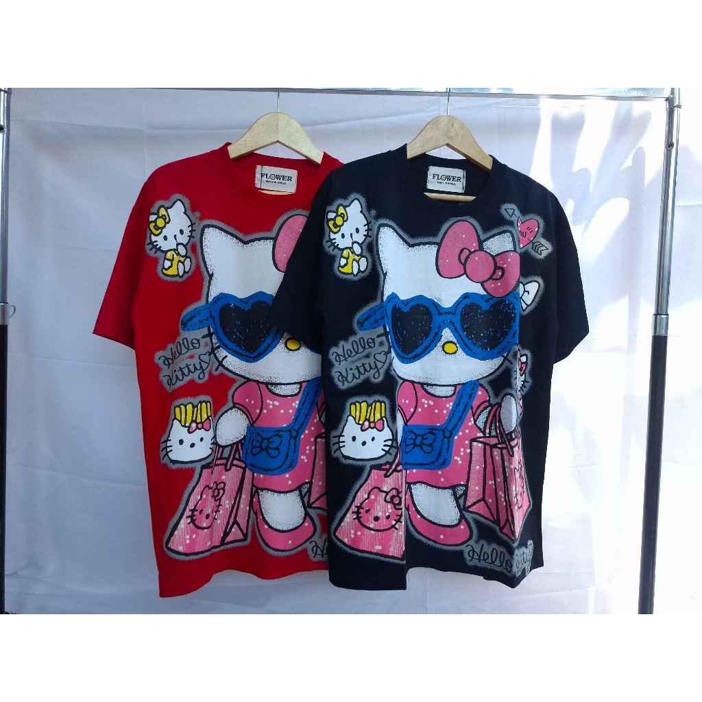 Mode - Kaos Flower Oversize Bangkok Karakter Hello Kitty - Original Thailand
