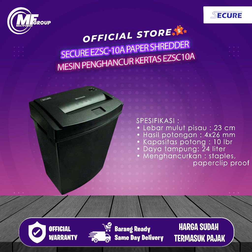 Secure EZSC-10A Paper Shredder / Mesin Penghancur Kertas EZSC10A