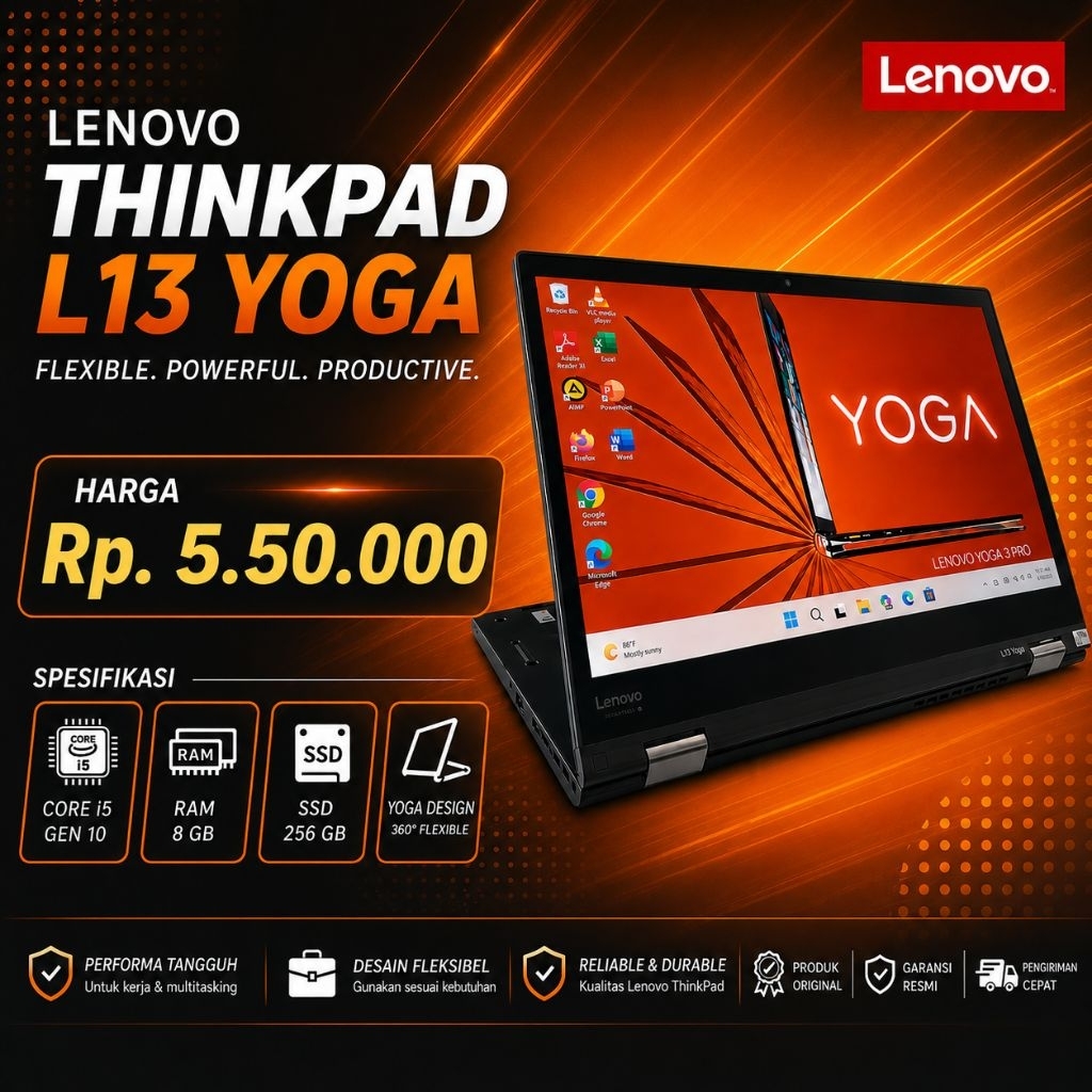 Thinkpad L13 Yoga 360° Core i5, Ram 8gb, Ssd 256gb