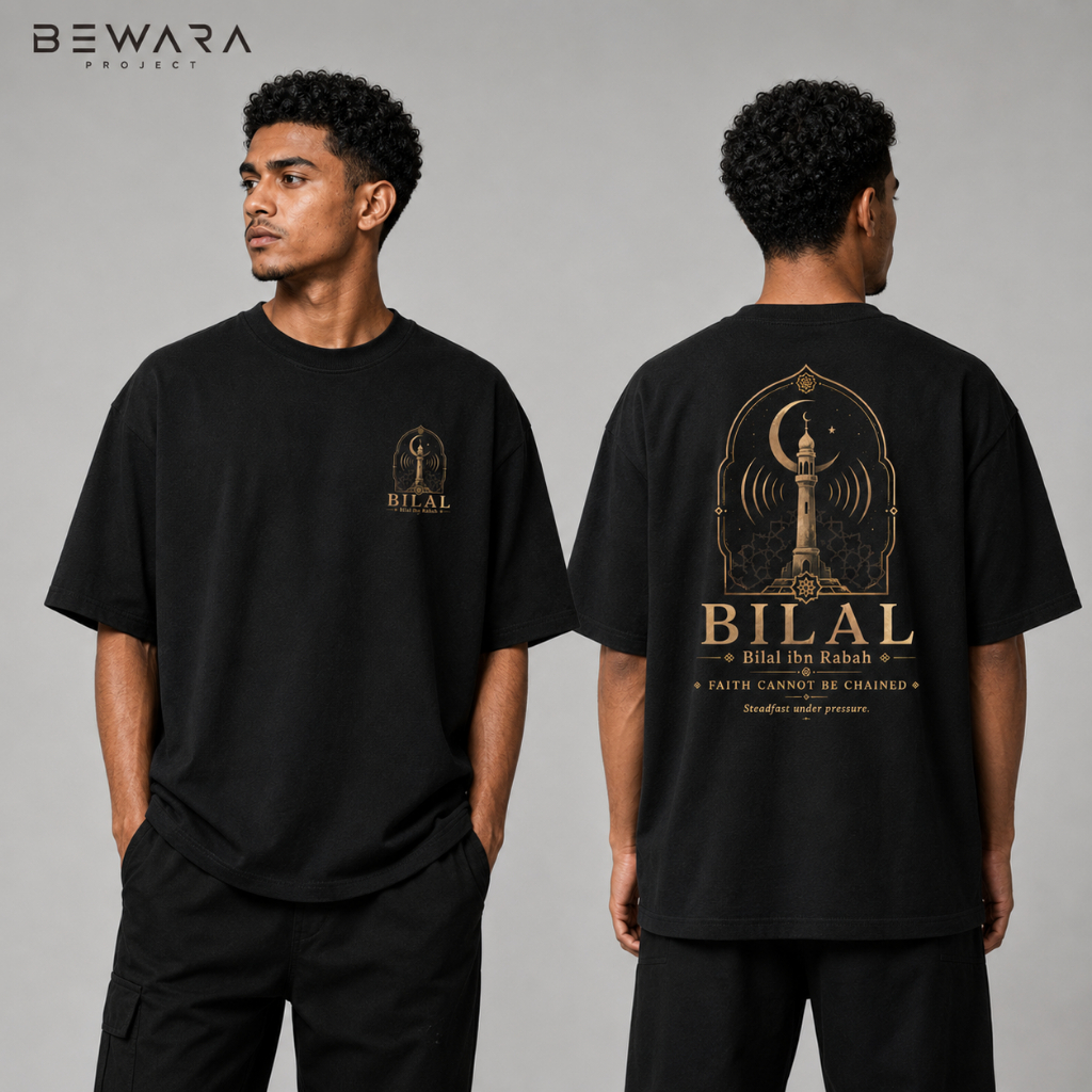 Kaos Muslim Oversize Sahabat Nabi - Bilal bin Rabah - Baju Muslim - Bewara Project