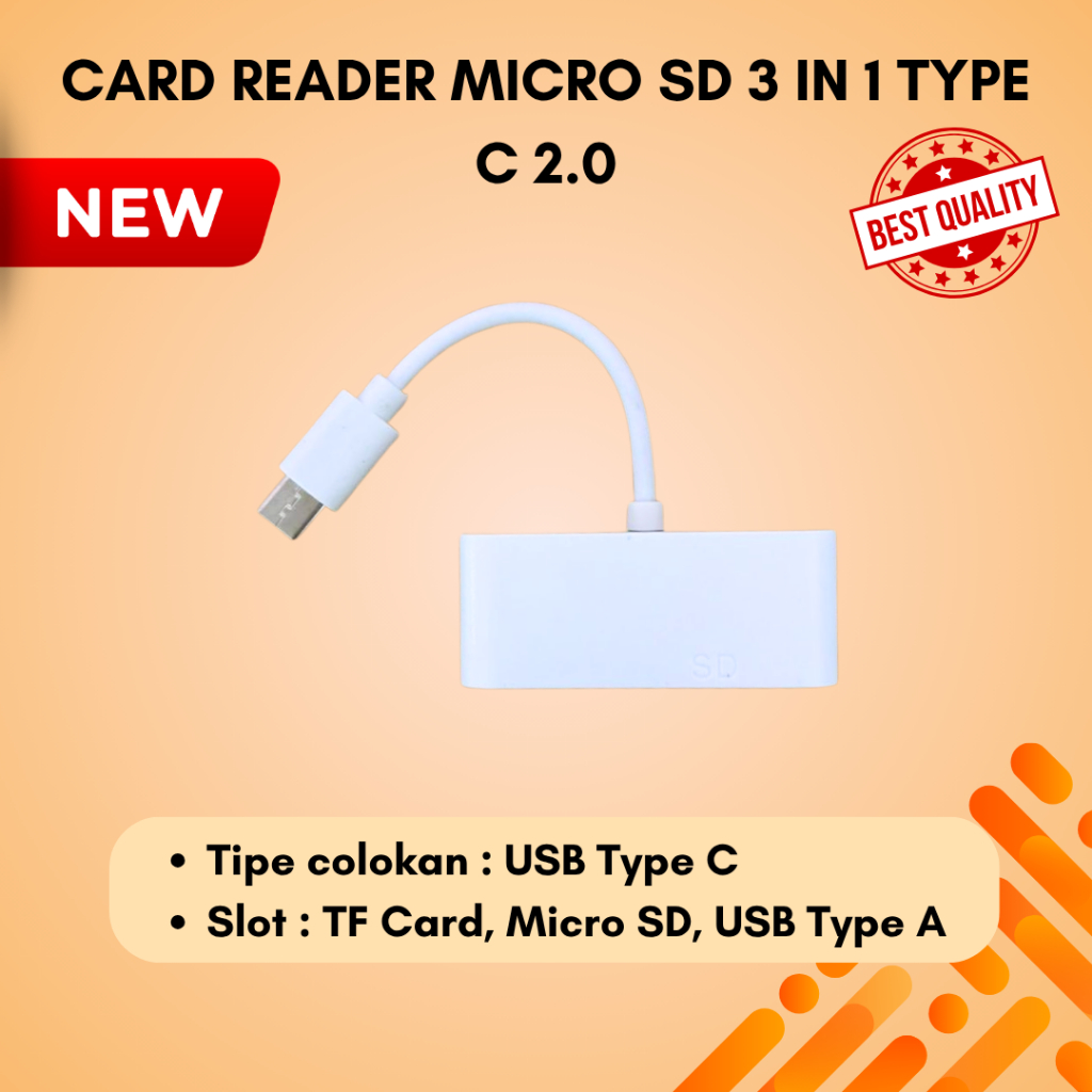 Card Reader Type C 3 in 1 / Card Reader Type C Micro SD / Card Reader 3 in 1 Type C to USB Type A TF