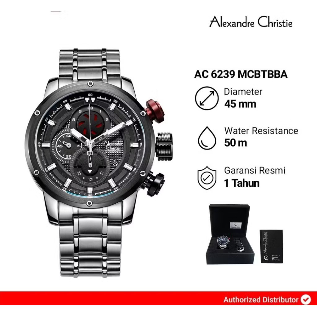 Alexandre Christie pria AC 6239 MC / AC6239 Original paket bonus tali strap