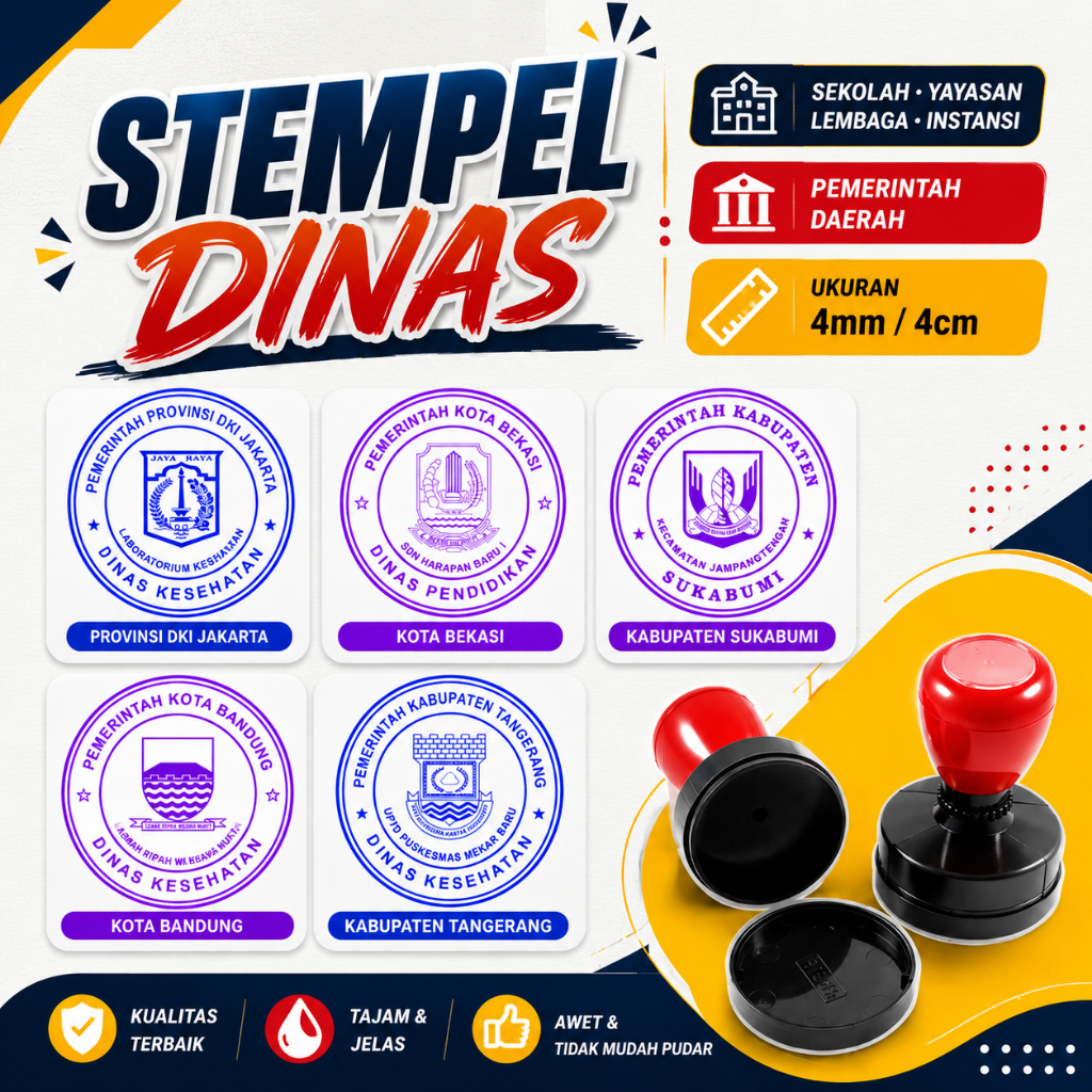 Stempel Dinas, Stempel Pemerintah, Sekolah, Lembaga, Yayasan