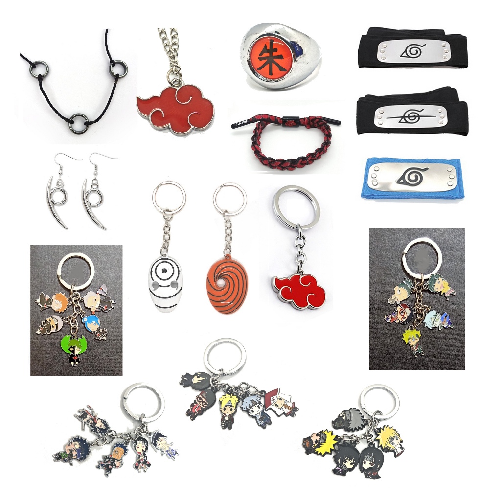 Kalung headband cincin anting gelang gantungan kunci naruto itachi 3 ring konoha akatsuki awan merah