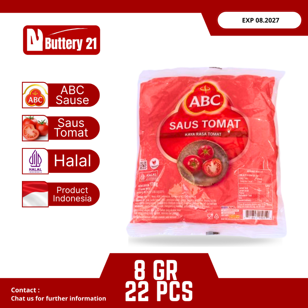 ABC SAUS TOMAT 22 SACHET X 8 GR/SAUS TOMAT SAHSET/SAUS TOMAT KEMASAN KECIL/SAMBAL TOMAT