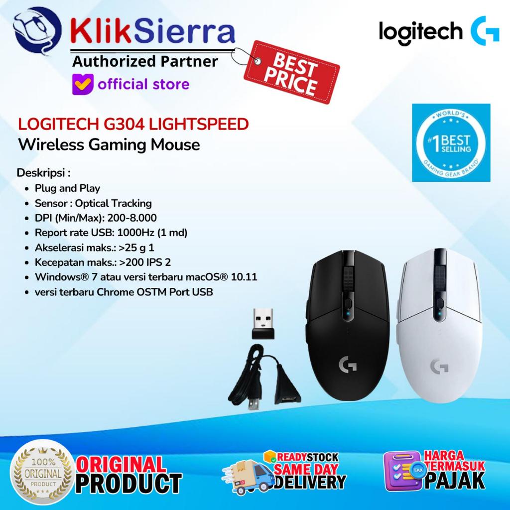 LOGITECH G304 WIRELESS GAMING MOUSE - Hitam, Logitech Mouse