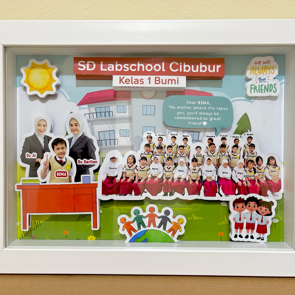 Scrapframe 3D Custom Foto & Nama | Kado Farewell / Kenangan Sekolah / Ulangtahun / Wisuda / Wedding