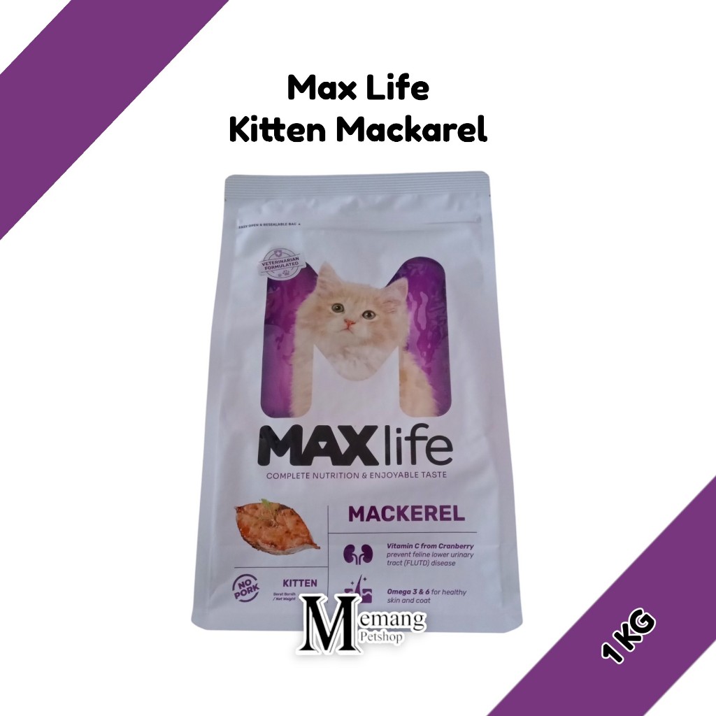 Max Life Cat 1Kg Kitten Mackarel  - Makanan Anak Kucing MaxLife - Kitten Cat Food