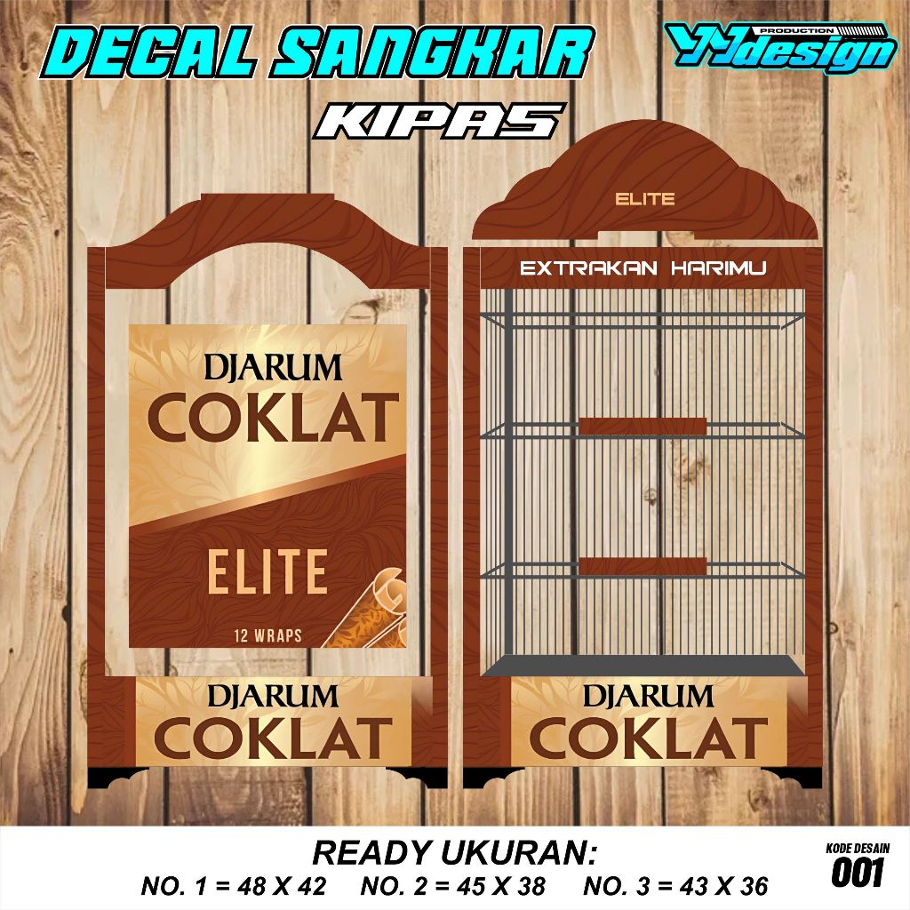 Stiker Decal Sangkar Burung Model Terbaru motif djarum coklat elite