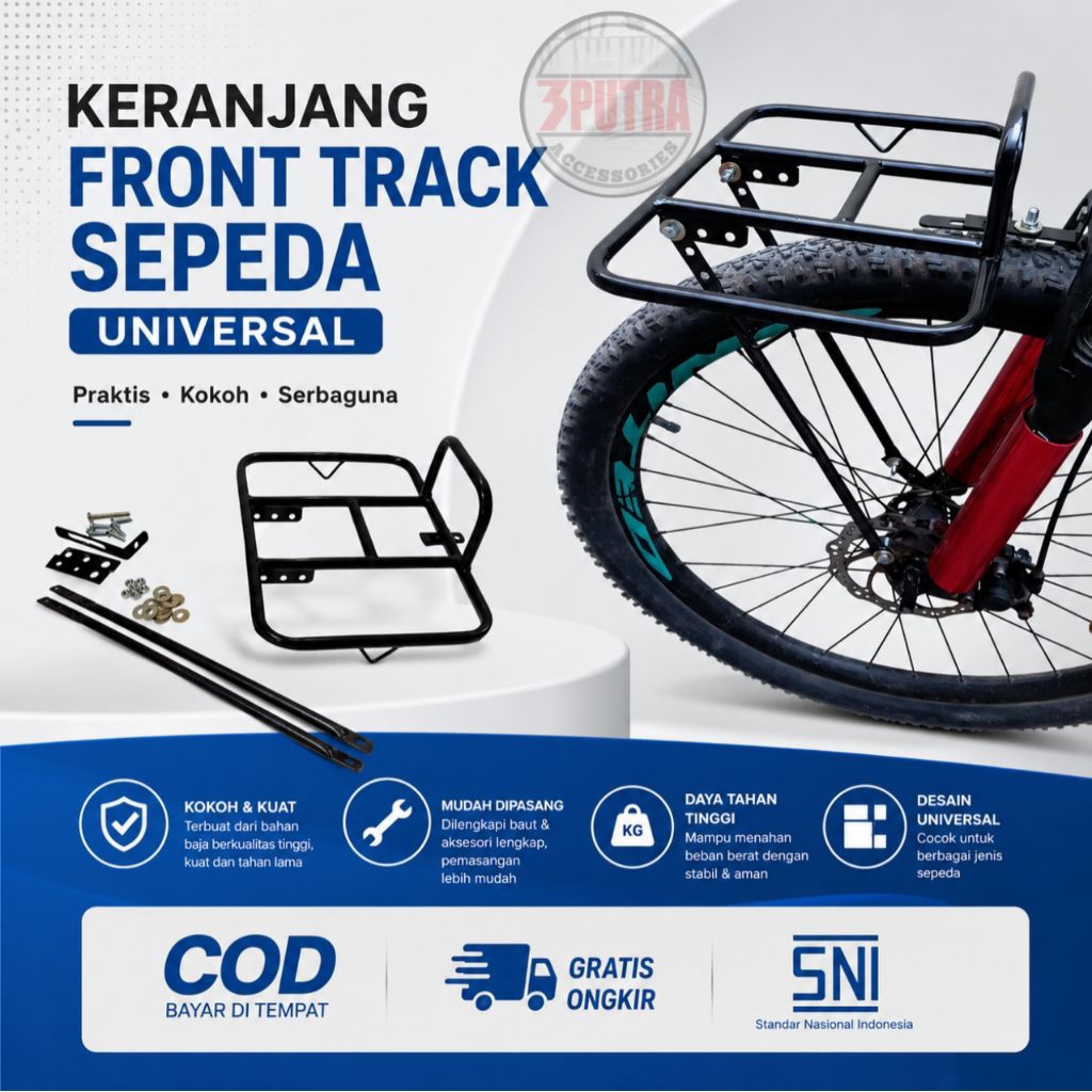 Keranjang Sepeda Depan Front track Hitam glosy Universal MTB Federal Lipat Fixie Alas Kayu Premium T