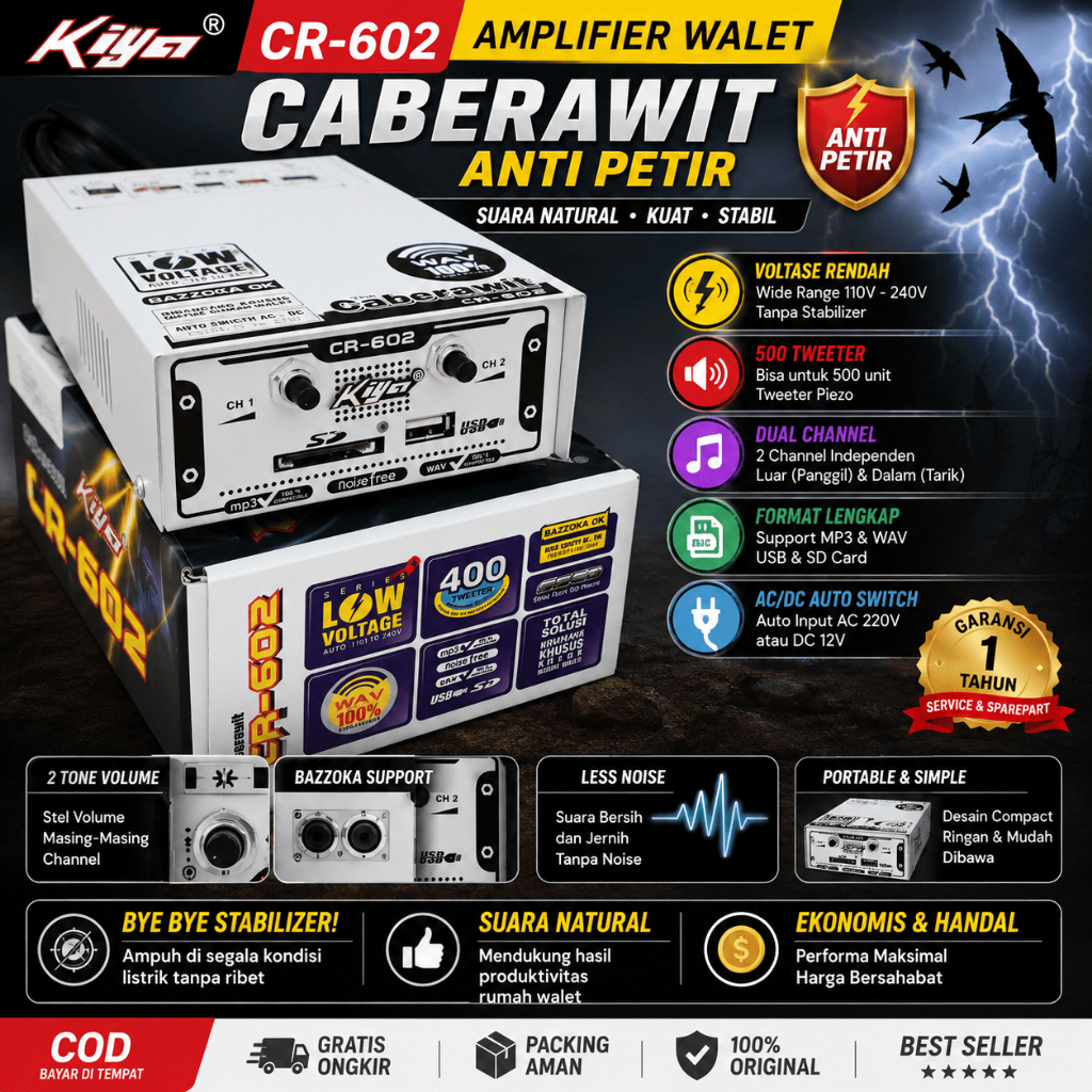 Ampli walet Caberawit kiya CR 602 Anti Petir Amplifier Walet CR602
