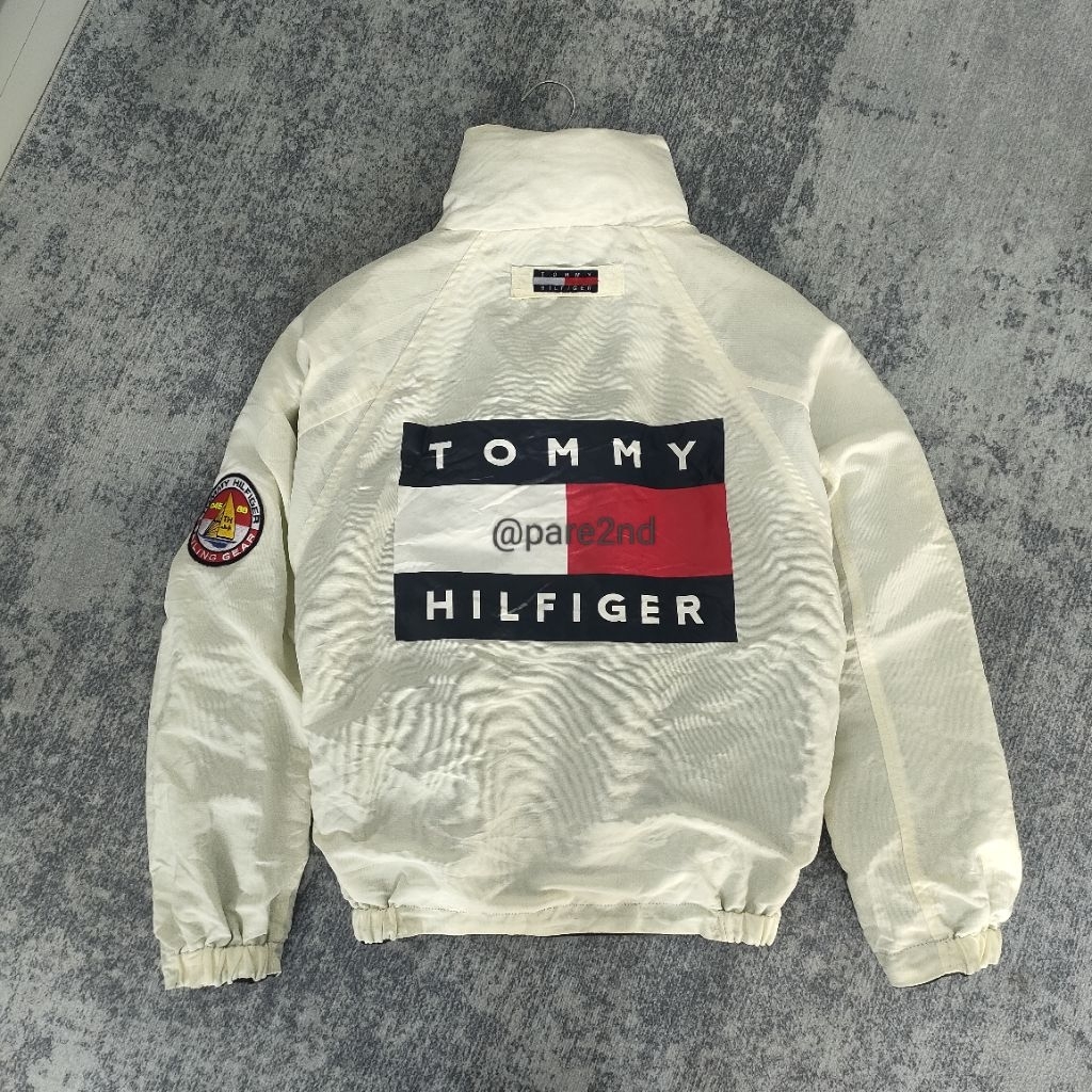 Rare vintage tommy hilfiger sailing gearjacket coat big logo reversible spellout