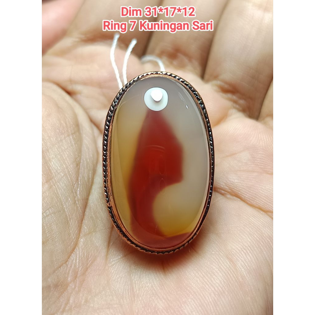 Cincin Kuningan Sari Manik Air Yakut Merah Antik